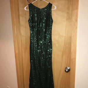 Floor-Length Green Sequin Gown